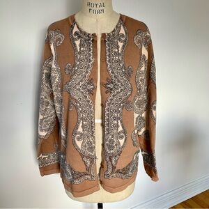 Isaac Mizrah Button Front Cardigan Ornate Paisley